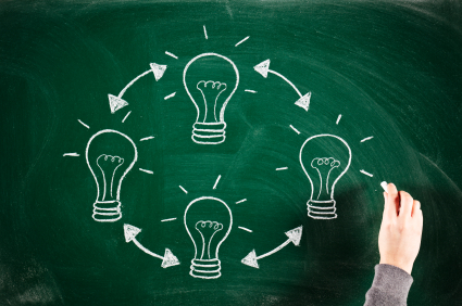 sketching innovation concept on blackboard