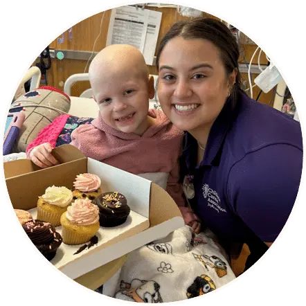 Child and cupcakes in the hospital