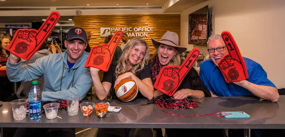 Inside the POA suite at a Blazers game at the Moda Center