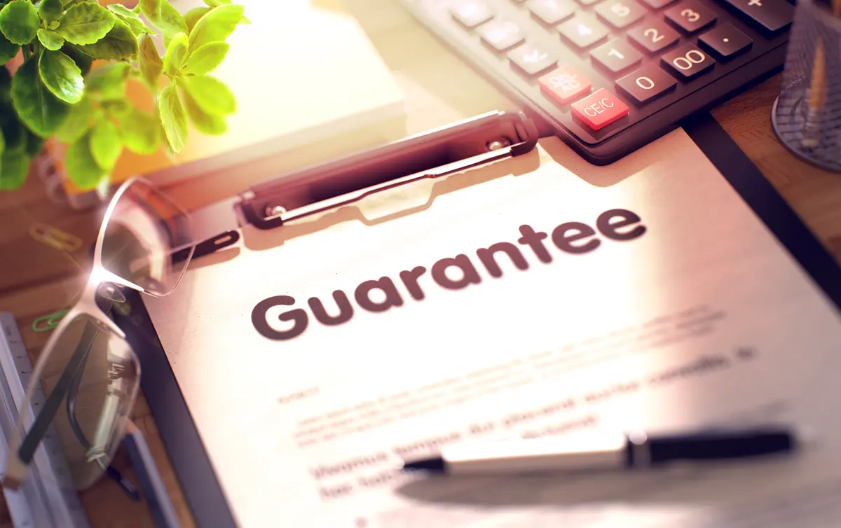 Guarantee document on clipboard