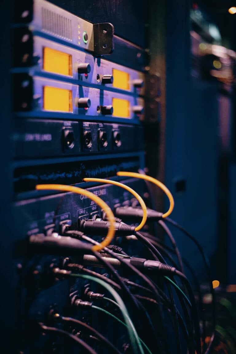 Cords and cables in server