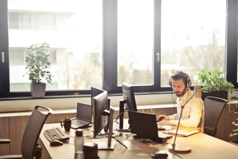 Man working at desk in office