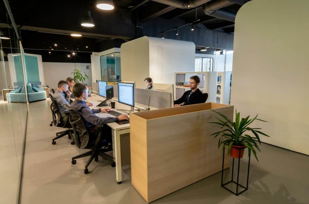 Team working at their desks in an office space