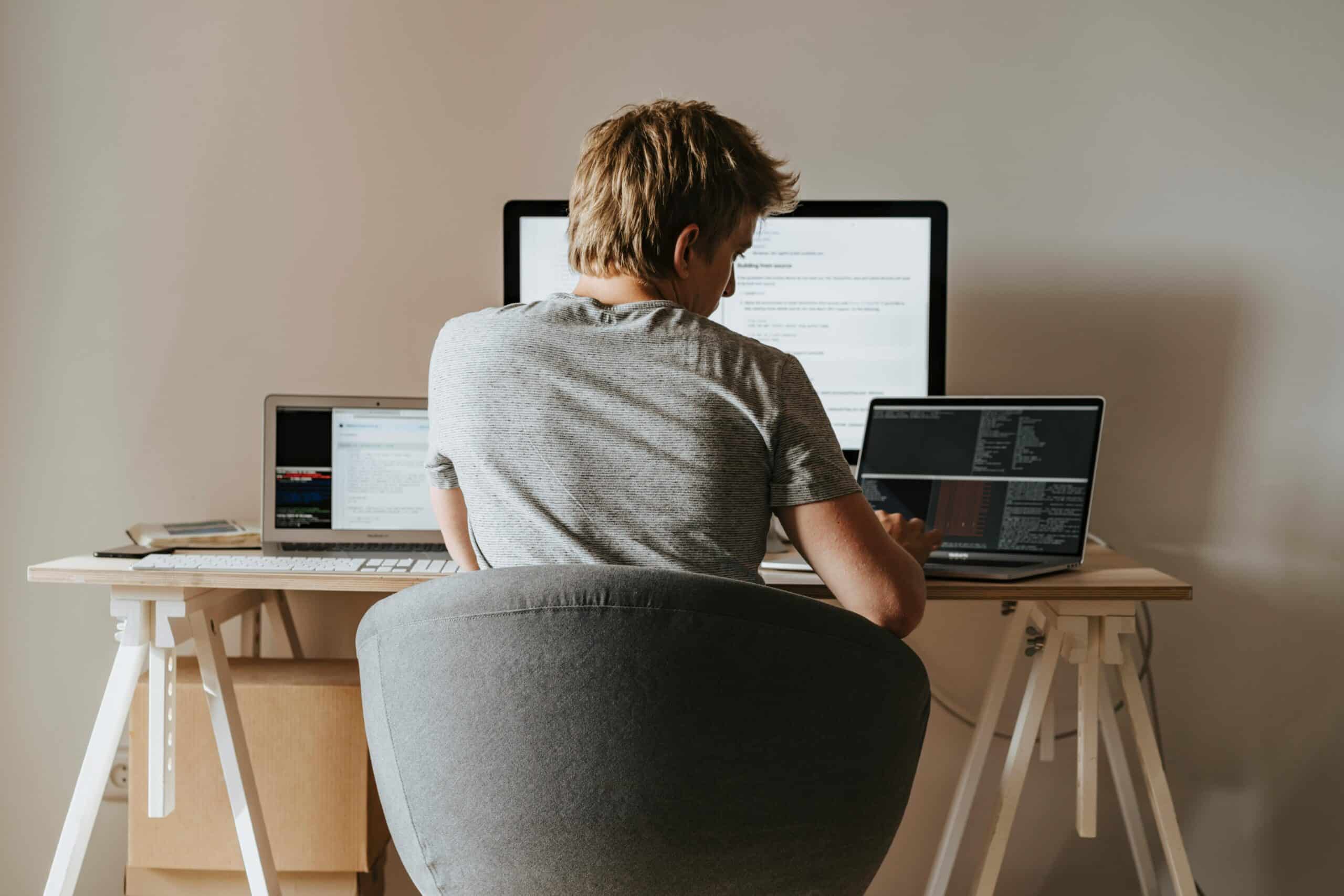 Man working from home on computer